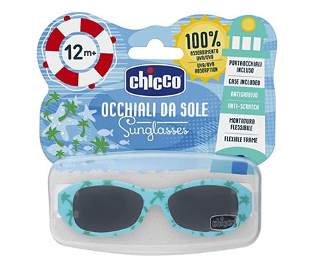 Gafas de Sol Infantiles Para Niños De 2 años Color Azul Transparente Con Montura flexible y Lentes Anti Arañazos Chicco 